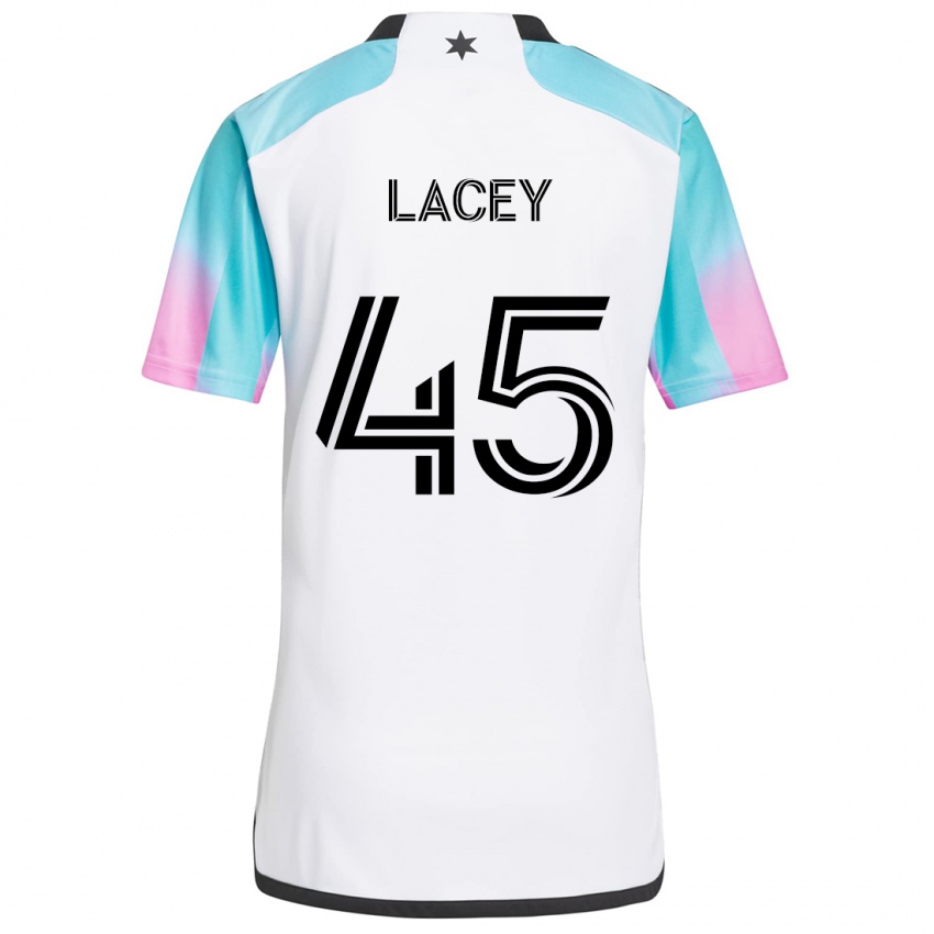 Niño Camiseta Kameron Lacey #45 Blanco Azul Negro 2ª Equipación 2024/25 La Camisa