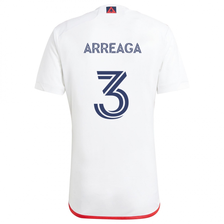 Niño Camiseta Xavier Arreaga #3 Blanco Rojo 2ª Equipación 2024/25 La Camisa