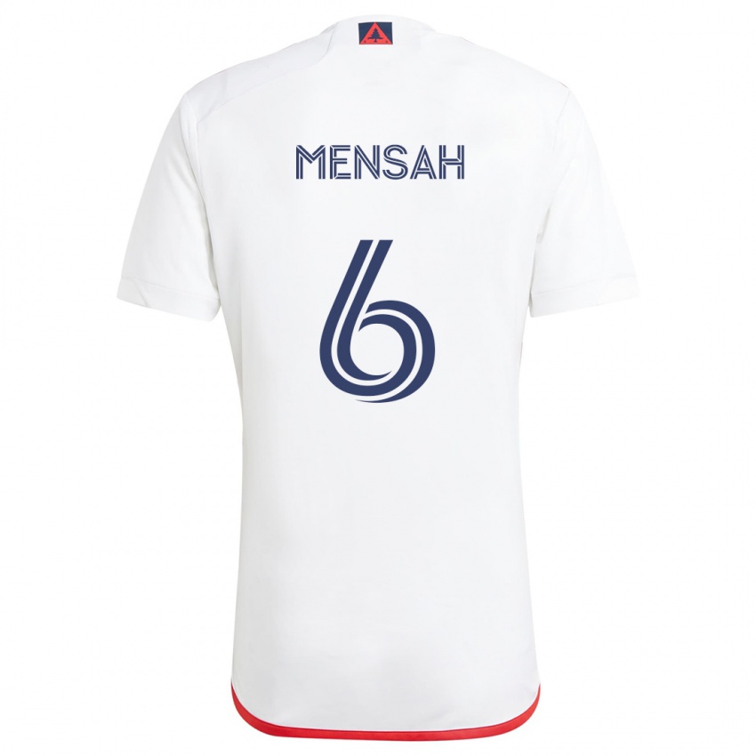 Niño Camiseta Jonathan Mensah #6 Blanco Rojo 2ª Equipación 2024/25 La Camisa