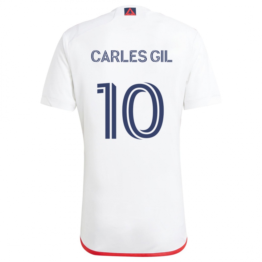 Niño Camiseta Carles Gil #10 Blanco Rojo 2ª Equipación 2024/25 La Camisa