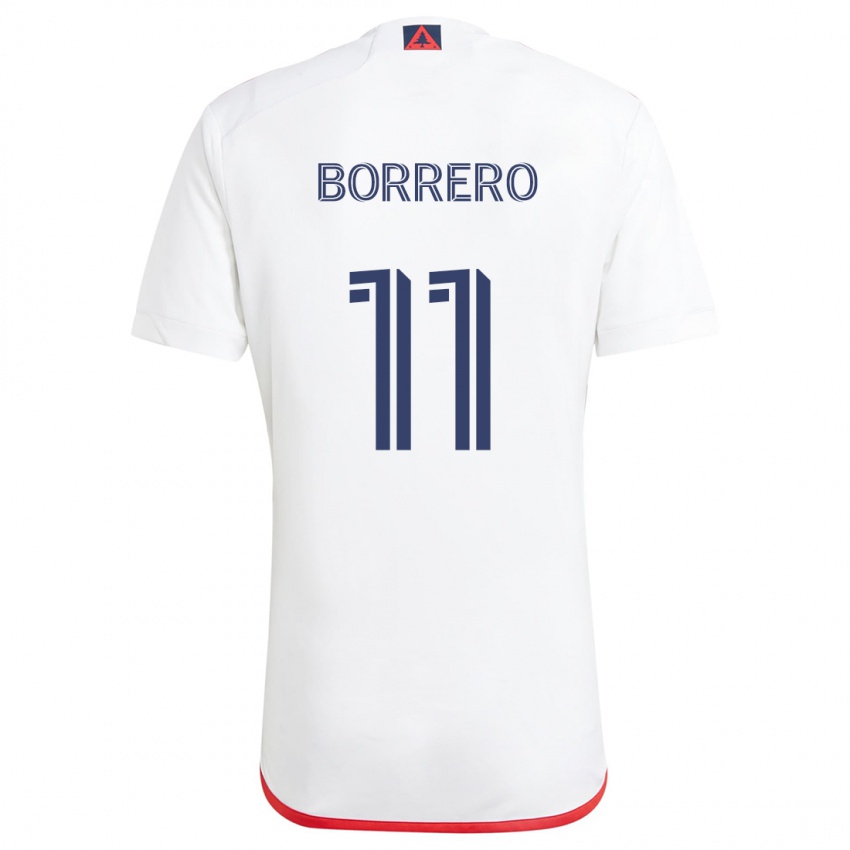 Niño Camiseta Dylan Borrero #11 Blanco Rojo 2ª Equipación 2024/25 La Camisa