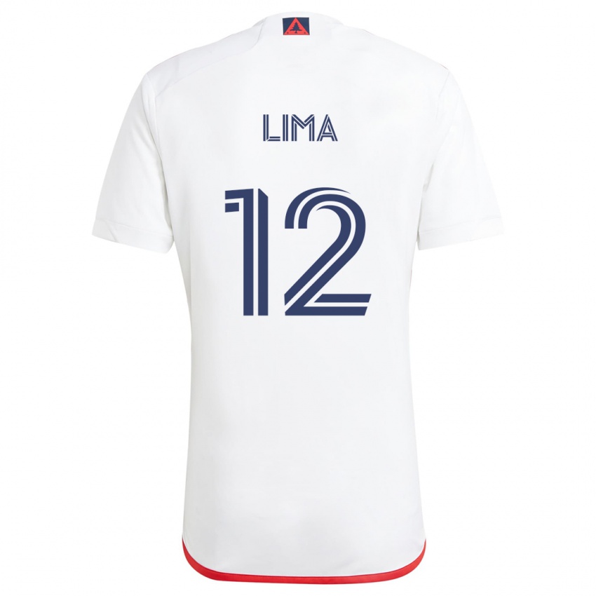 Niño Camiseta Nick Lima #12 Blanco Rojo 2ª Equipación 2024/25 La Camisa