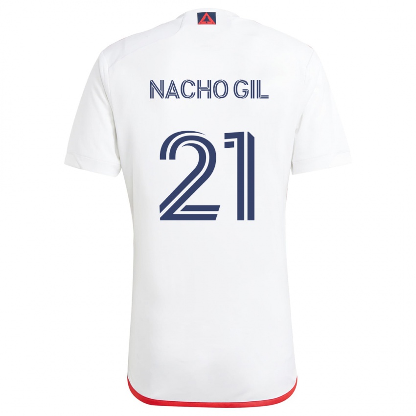 Niño Camiseta Nacho Gil #21 Blanco Rojo 2ª Equipación 2024/25 La Camisa