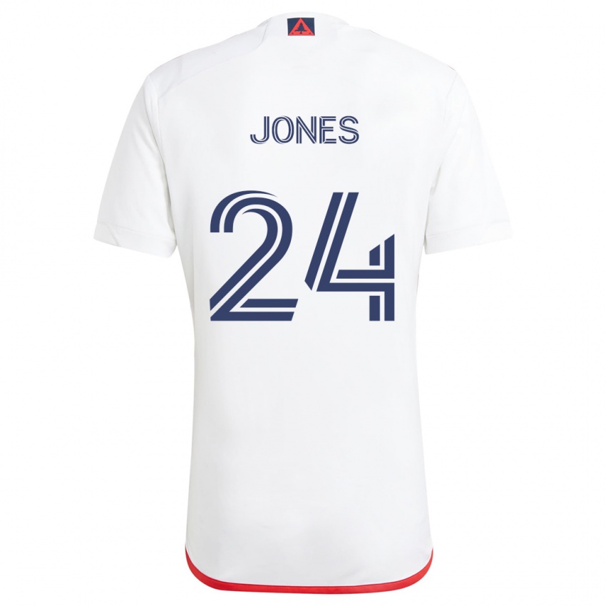 Niño Camiseta Dejuan Jones #24 Blanco Rojo 2ª Equipación 2024/25 La Camisa