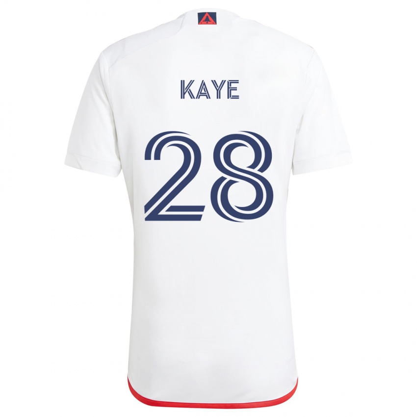 Niño Camiseta Mark-Anthony Kaye #28 Blanco Rojo 2ª Equipación 2024/25 La Camisa