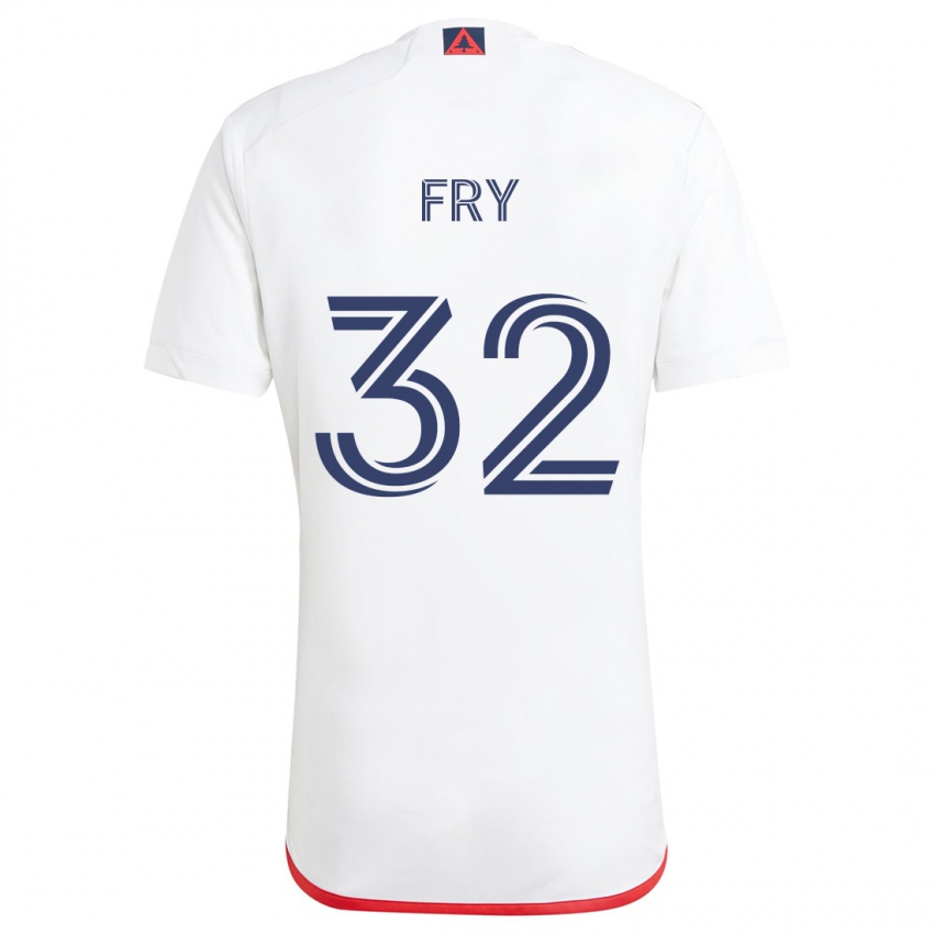 Niño Camiseta Malcolm Fry #32 Blanco Rojo 2ª Equipación 2024/25 La Camisa