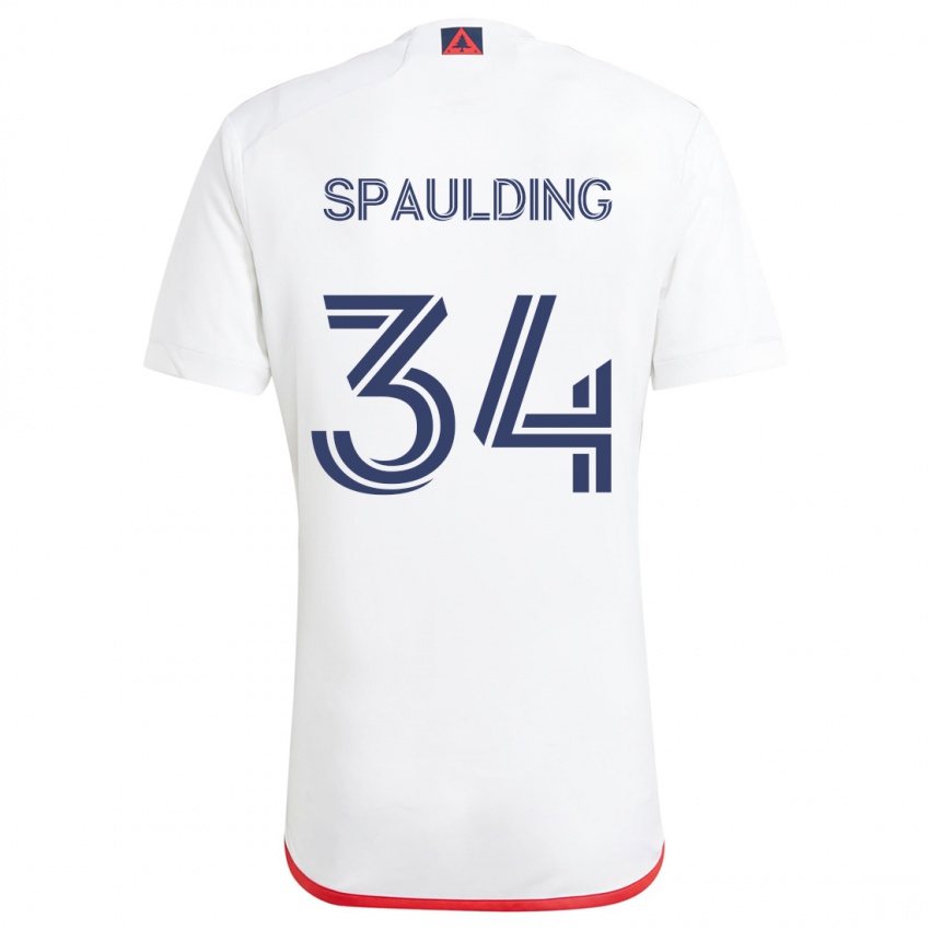 Niño Camiseta Ryan Spaulding #34 Blanco Rojo 2ª Equipación 2024/25 La Camisa