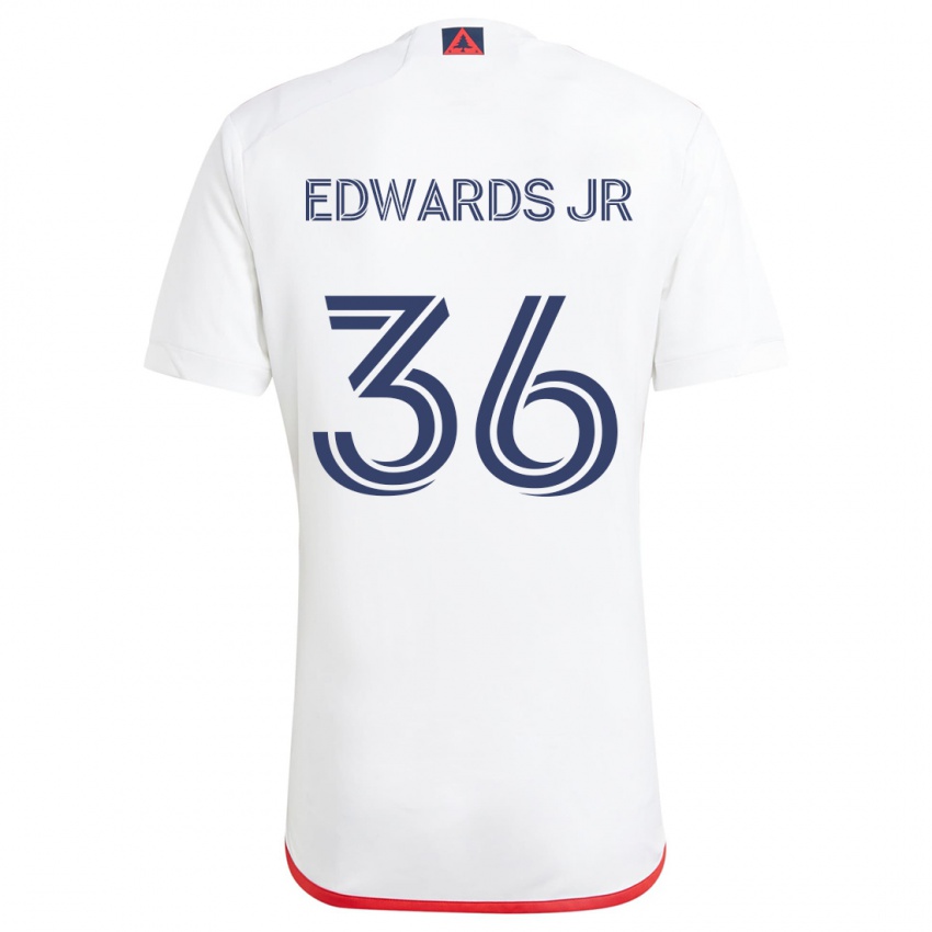 Niño Camiseta Earl Edwards Jr. #36 Blanco Rojo 2ª Equipación 2024/25 La Camisa