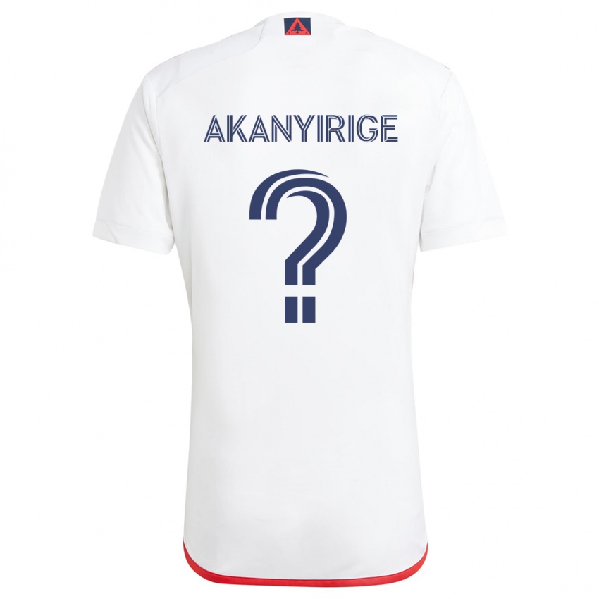 Niño Camiseta Jacob Akanyirige #0 Blanco Rojo 2ª Equipación 2024/25 La Camisa