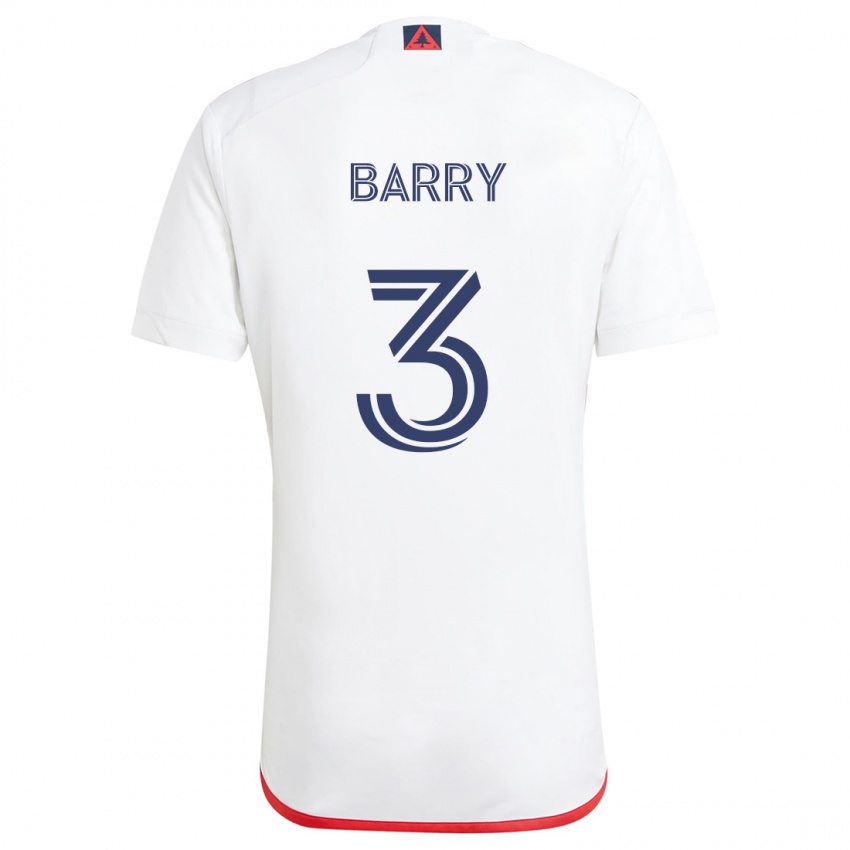 Niño Camiseta Hesron Barry #3 Blanco Rojo 2ª Equipación 2024/25 La Camisa