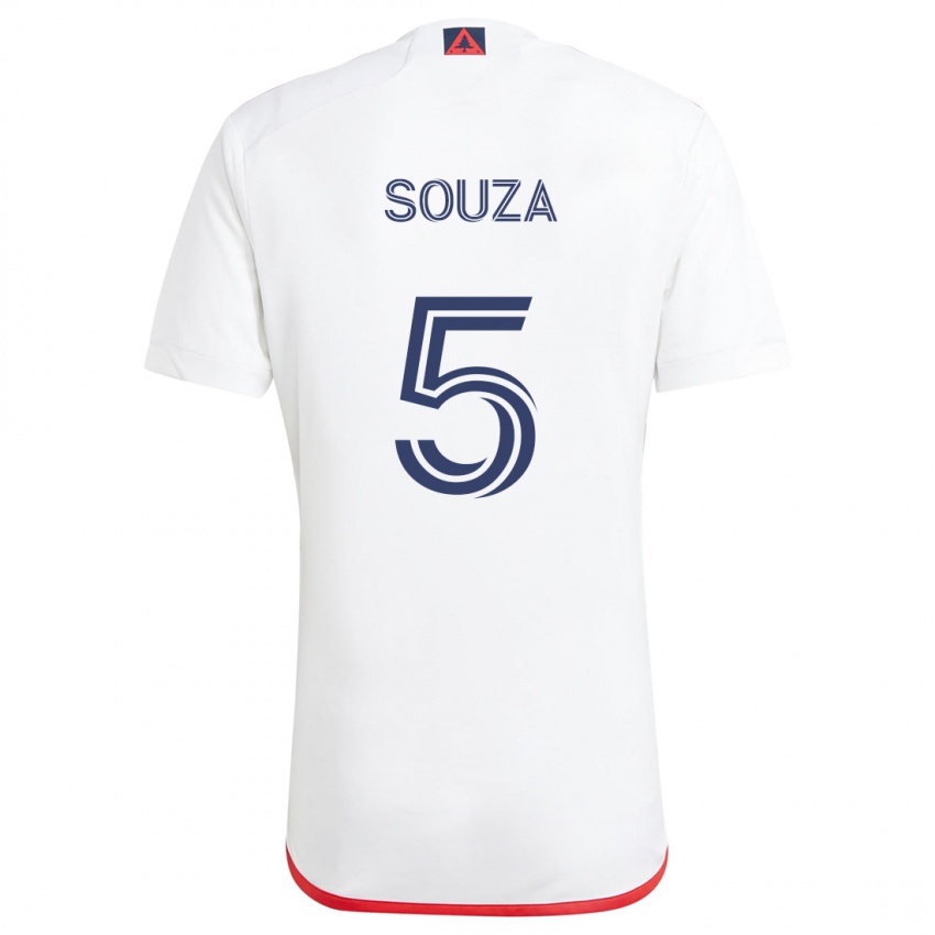 Niño Camiseta Victor Souza #5 Blanco Rojo 2ª Equipación 2024/25 La Camisa