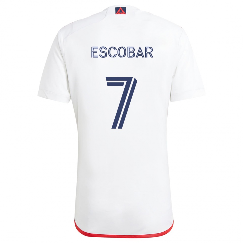 Niño Camiseta Olger Escobar #7 Blanco Rojo 2ª Equipación 2024/25 La Camisa