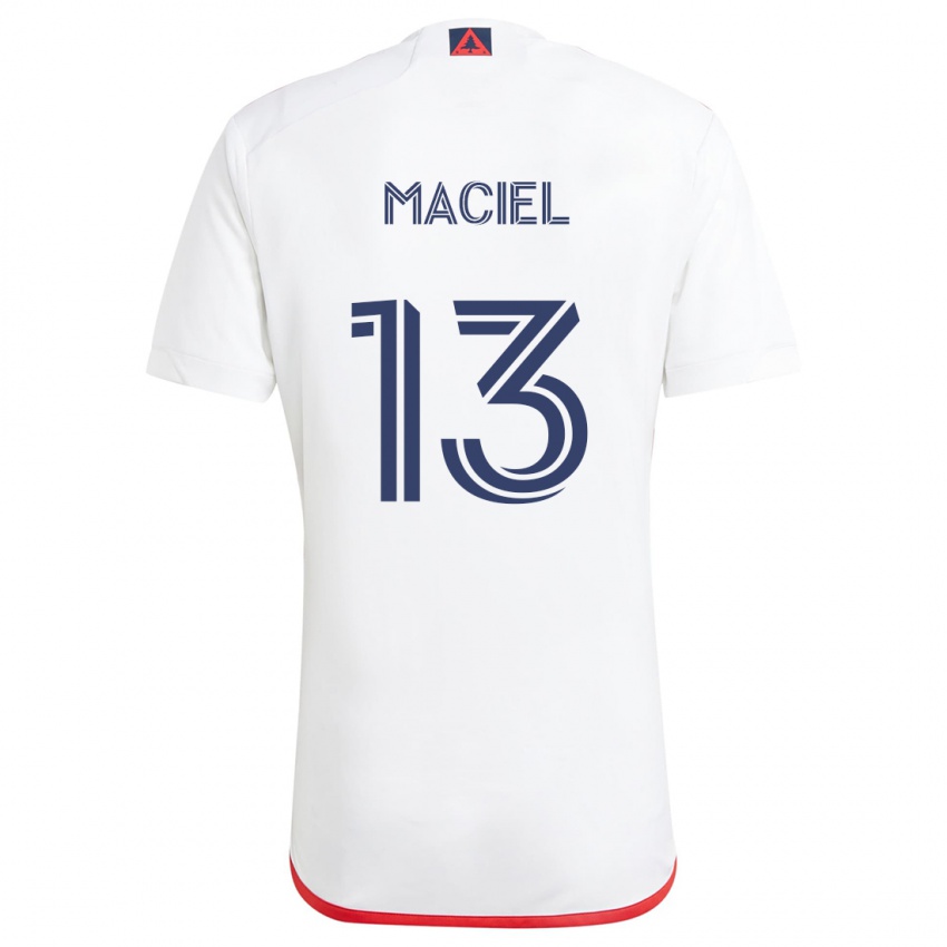 Niño Camiseta Maciel #13 Blanco Rojo 2ª Equipación 2024/25 La Camisa