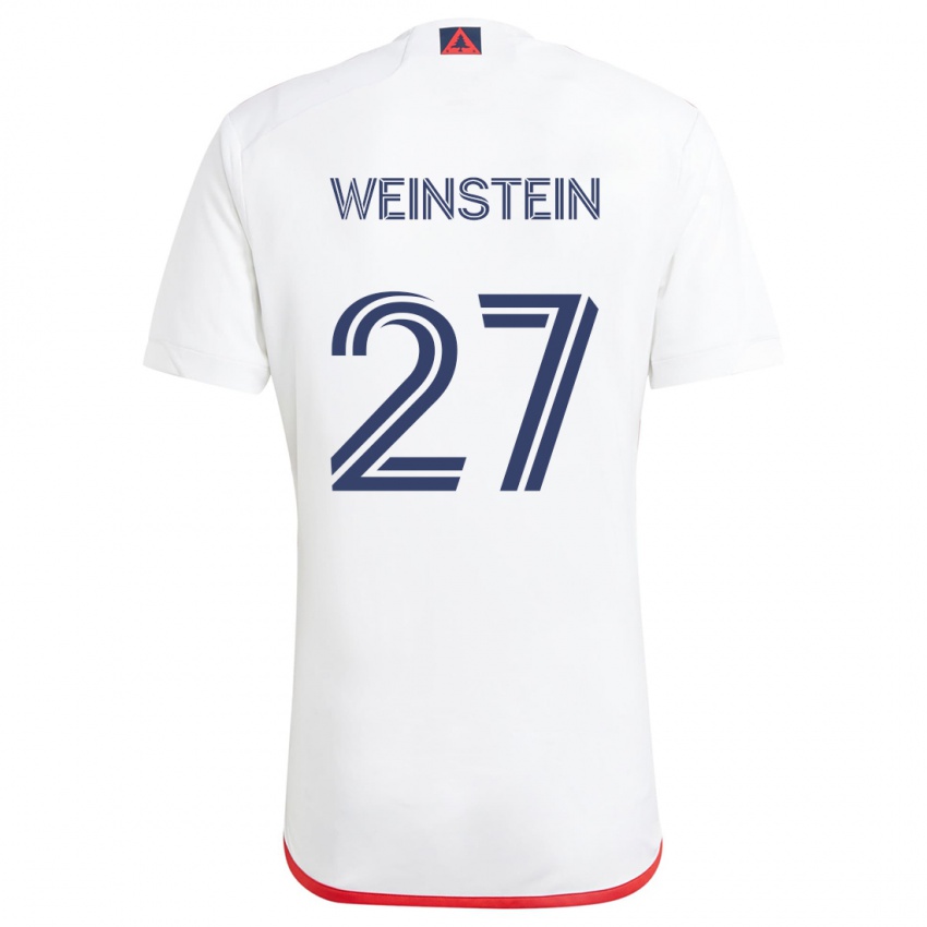 Niño Camiseta Max Weinstein #27 Blanco Rojo 2ª Equipación 2024/25 La Camisa