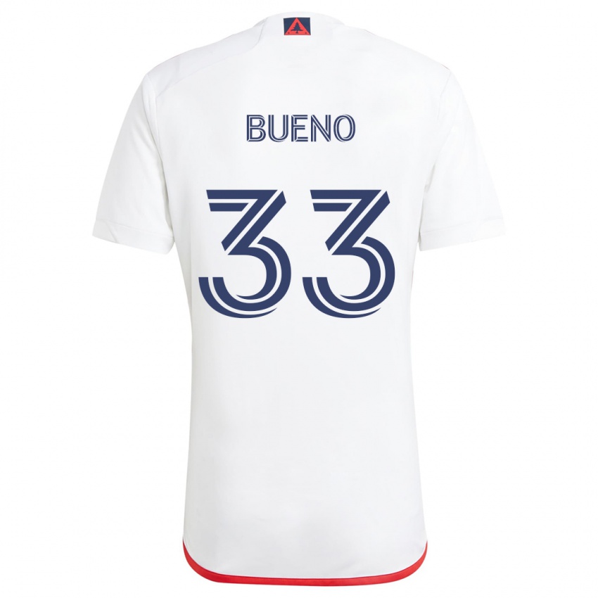 Niño Camiseta Brandonn Bueno #33 Blanco Rojo 2ª Equipación 2024/25 La Camisa