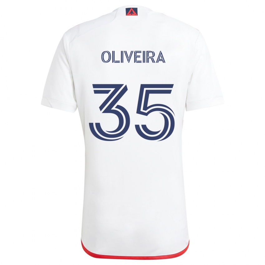 Niño Camiseta Cristiano Oliveira #35 Blanco Rojo 2ª Equipación 2024/25 La Camisa