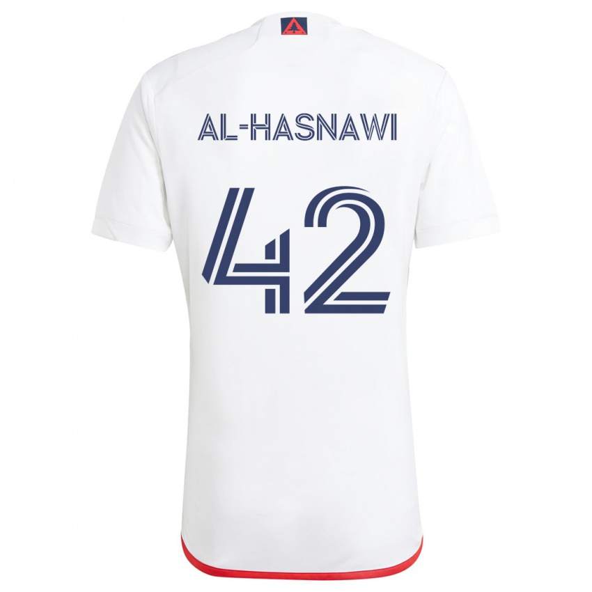 Niño Camiseta Moshtaba Al-Hasnawi #42 Blanco Rojo 2ª Equipación 2024/25 La Camisa