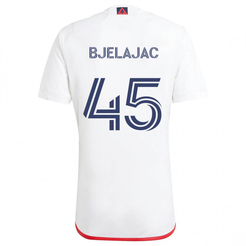 Niño Camiseta Andrej Bjelajac #45 Blanco Rojo 2ª Equipación 2024/25 La Camisa