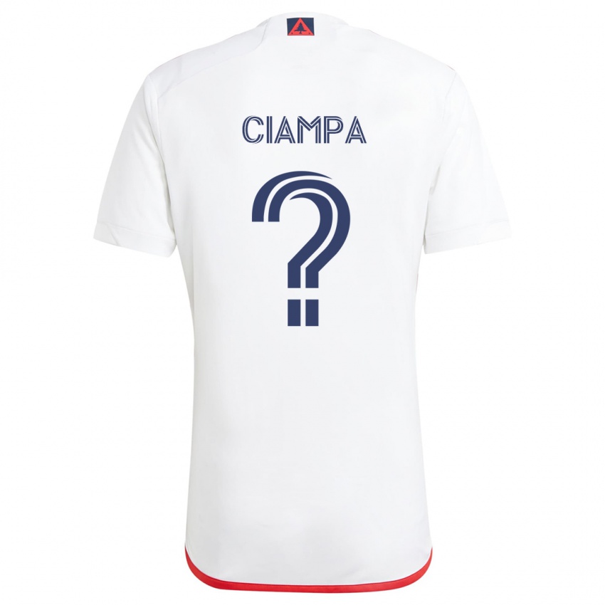 Niño Camiseta Giuseppe Ciampa #0 Blanco Rojo 2ª Equipación 2024/25 La Camisa