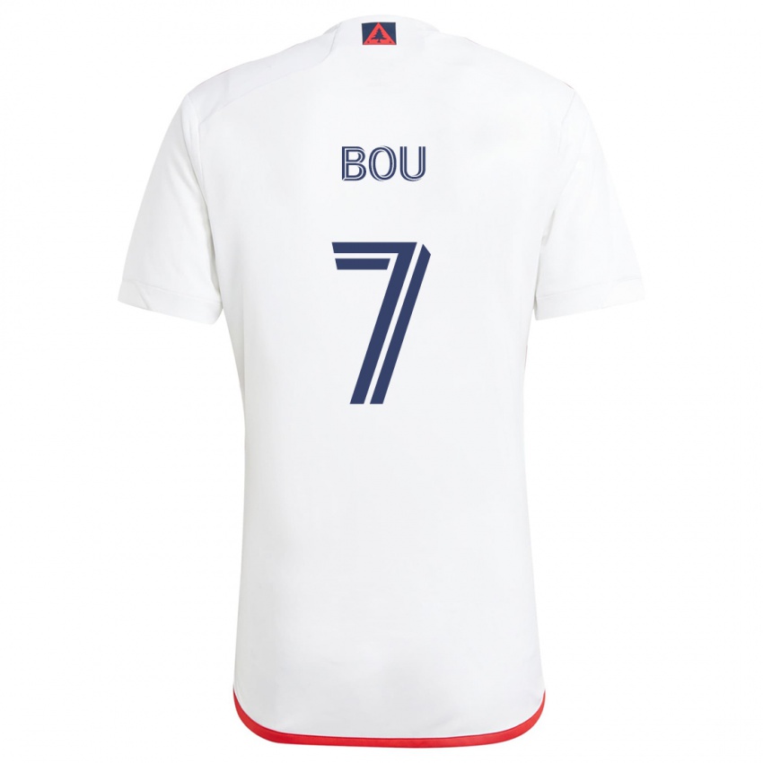 Niño Camiseta Gustavo Bou #7 Blanco Rojo 2ª Equipación 2024/25 La Camisa