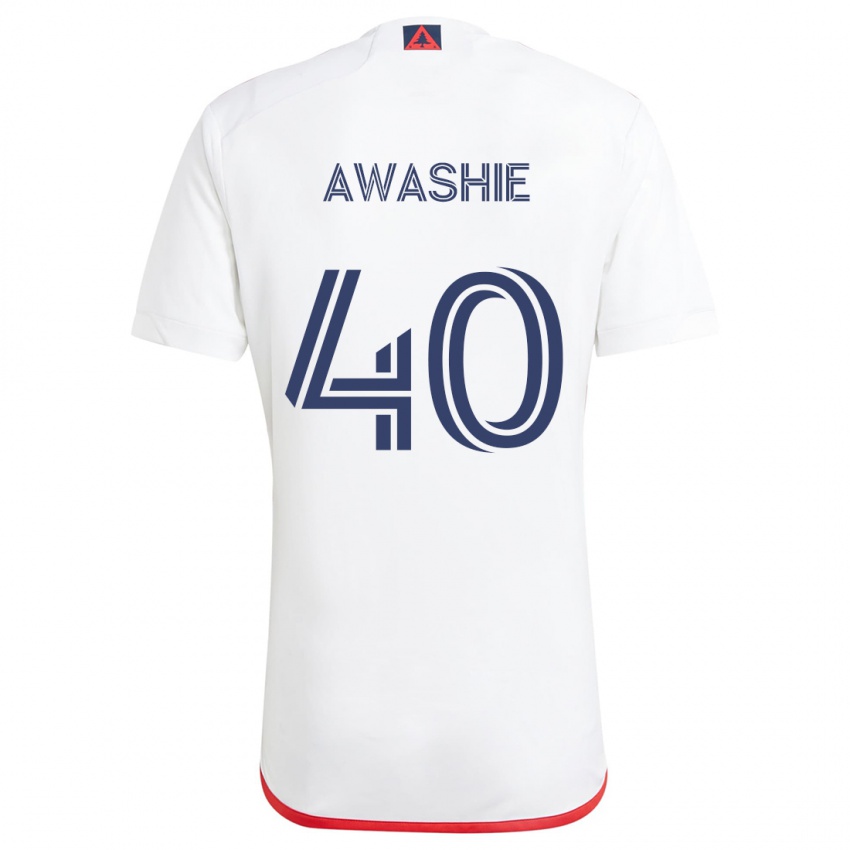 Niño Camiseta Ben Awashie #40 Blanco Rojo 2ª Equipación 2024/25 La Camisa