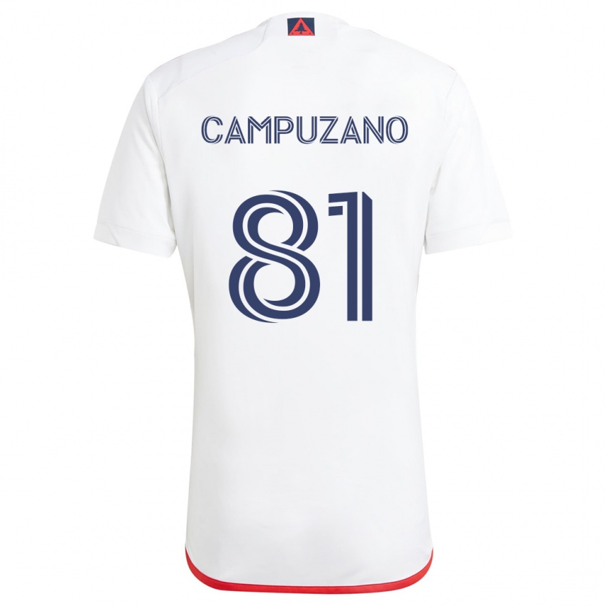 Niño Camiseta Nico Campuzano #81 Blanco Rojo 2ª Equipación 2024/25 La Camisa