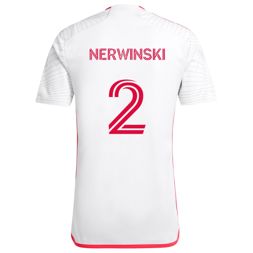 Niño Camiseta Jake Nerwinski #2 Blanco Rojo 2ª Equipación 2024/25 La Camisa