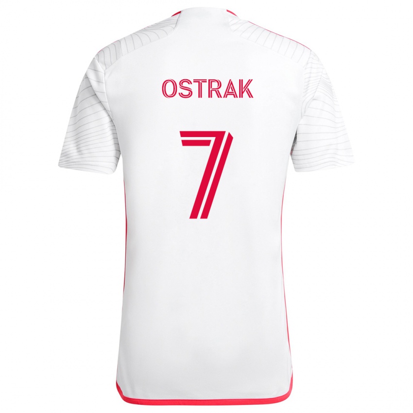 Niño Camiseta Tomás Ostrák #7 Blanco Rojo 2ª Equipación 2024/25 La Camisa