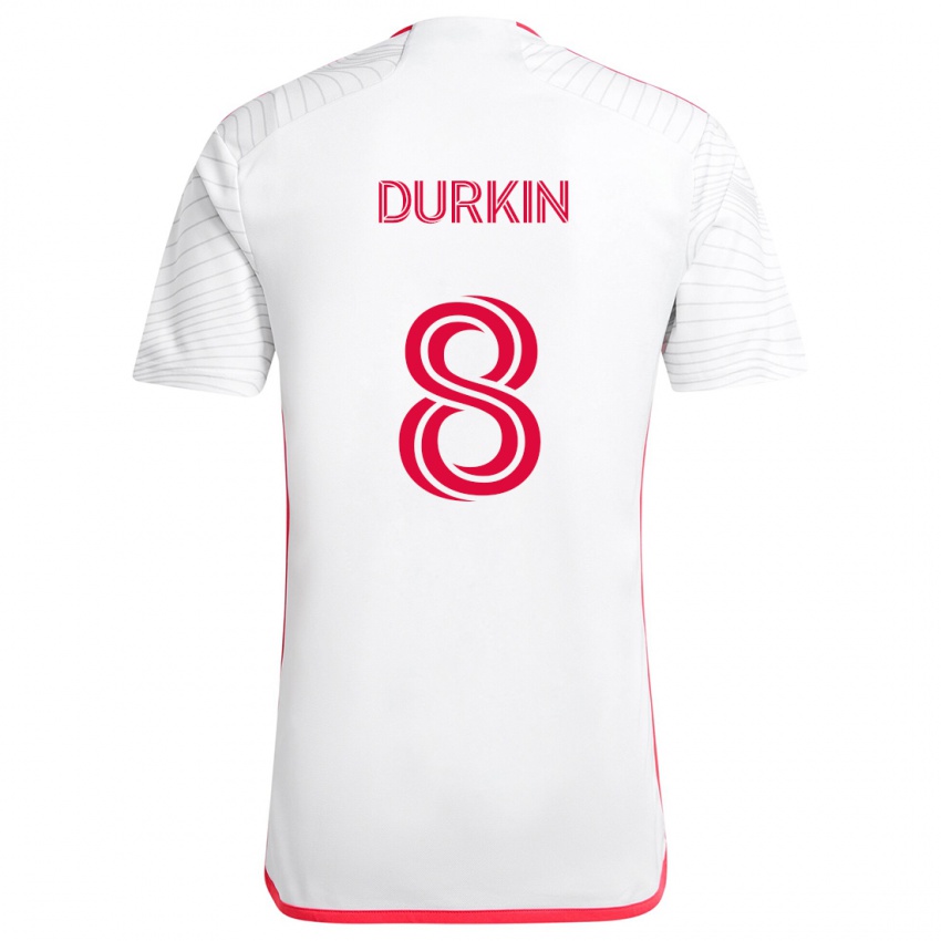 Niño Camiseta Chris Durkin #8 Blanco Rojo 2ª Equipación 2024/25 La Camisa