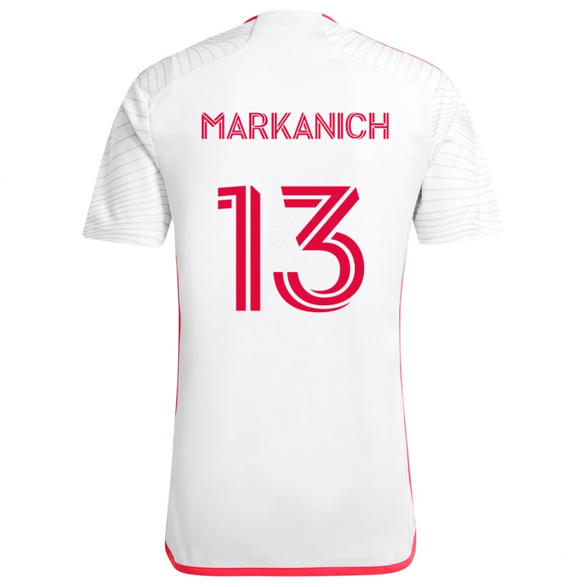 Niño Camiseta Anthony Markanich #13 Blanco Rojo 2ª Equipación 2024/25 La Camisa