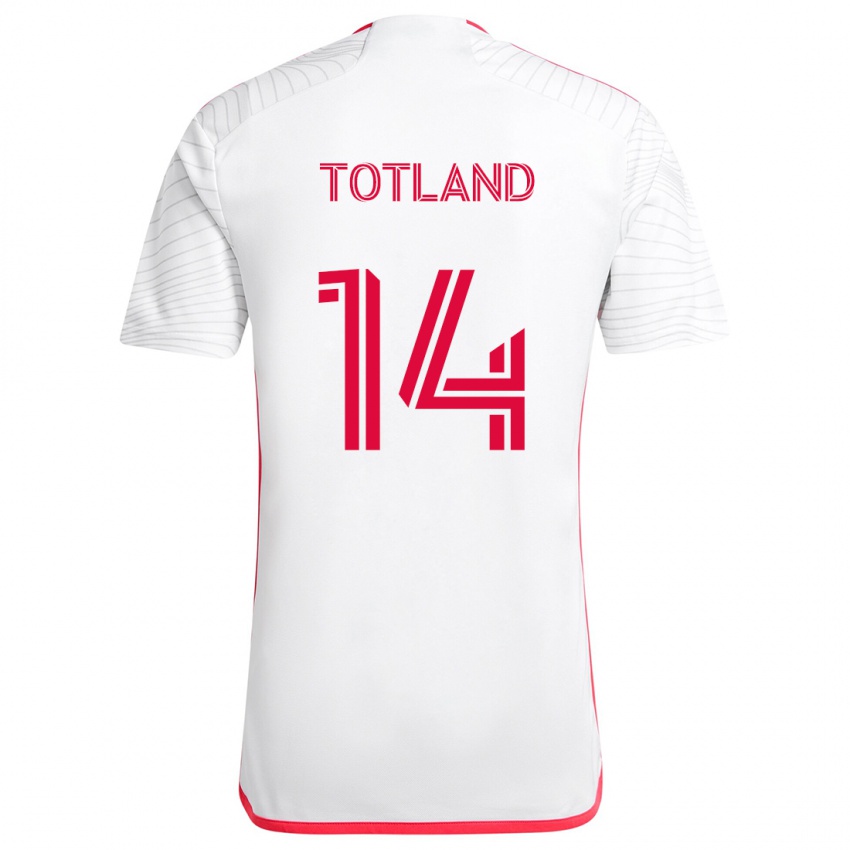 Niño Camiseta Tomas Totland #14 Blanco Rojo 2ª Equipación 2024/25 La Camisa