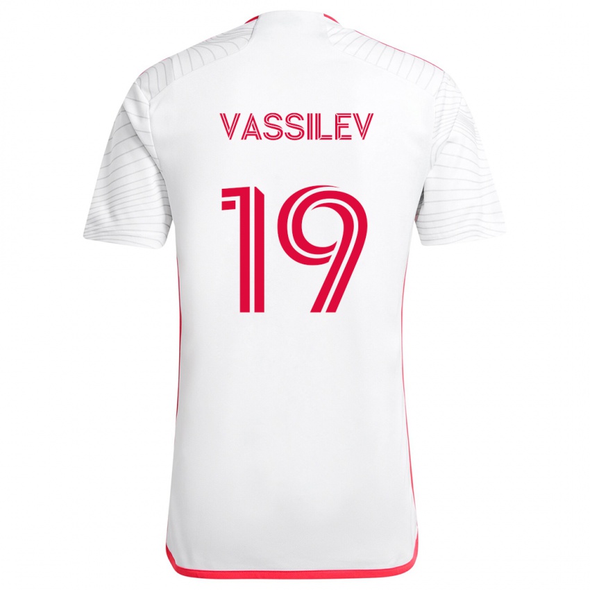 Niño Camiseta Indiana Vassilev #19 Blanco Rojo 2ª Equipación 2024/25 La Camisa