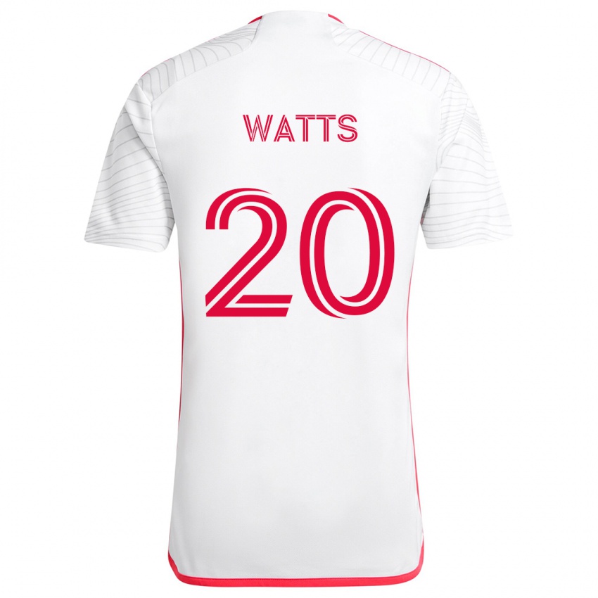 Niño Camiseta Akil Watts #20 Blanco Rojo 2ª Equipación 2024/25 La Camisa