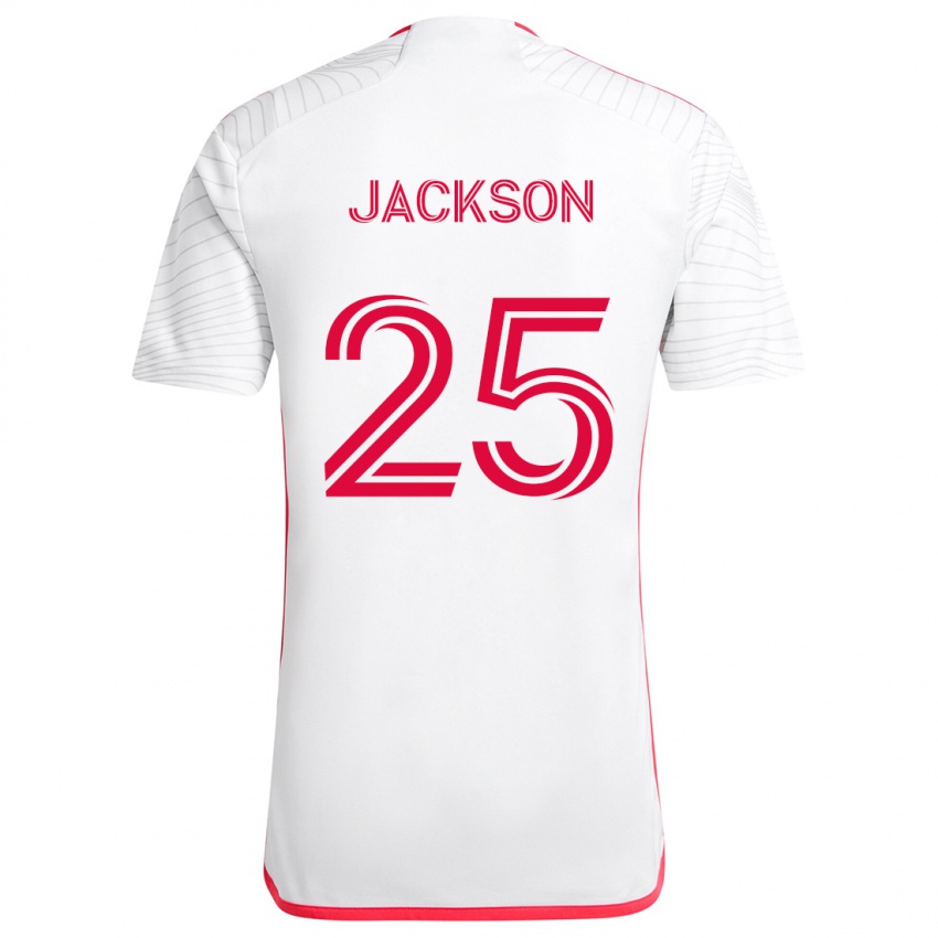 Niño Camiseta Aziel Jackson #25 Blanco Rojo 2ª Equipación 2024/25 La Camisa