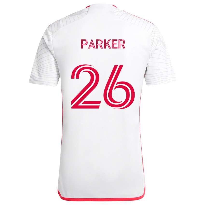 Niño Camiseta Tim Parker #26 Blanco Rojo 2ª Equipación 2024/25 La Camisa