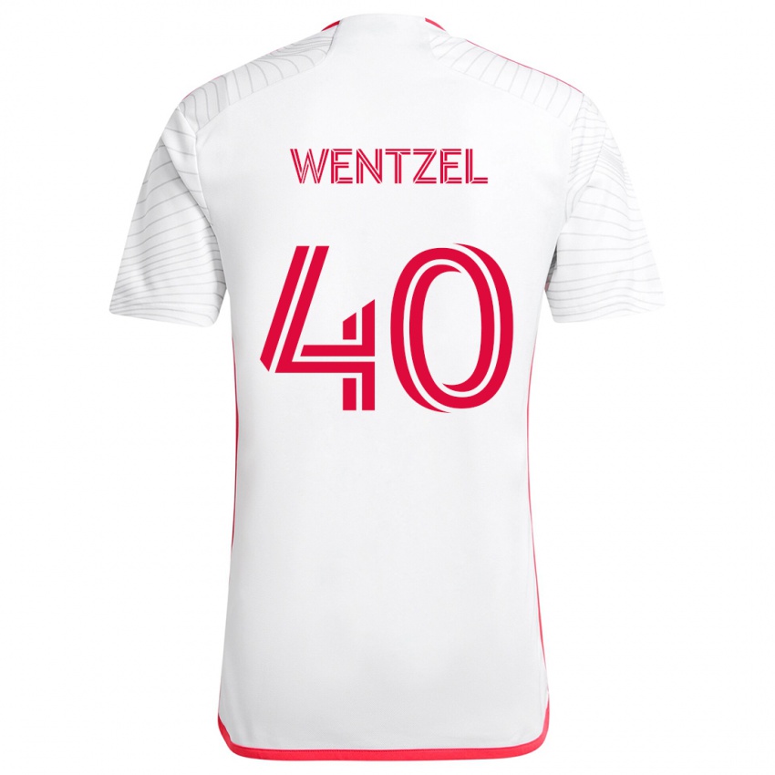 Niño Camiseta Michael Wentzel #40 Blanco Rojo 2ª Equipación 2024/25 La Camisa