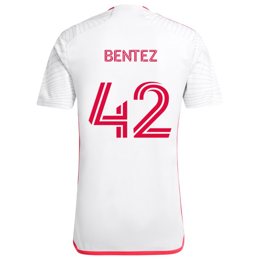 Niño Camiseta Óscar Benítez #42 Blanco Rojo 2ª Equipación 2024/25 La Camisa