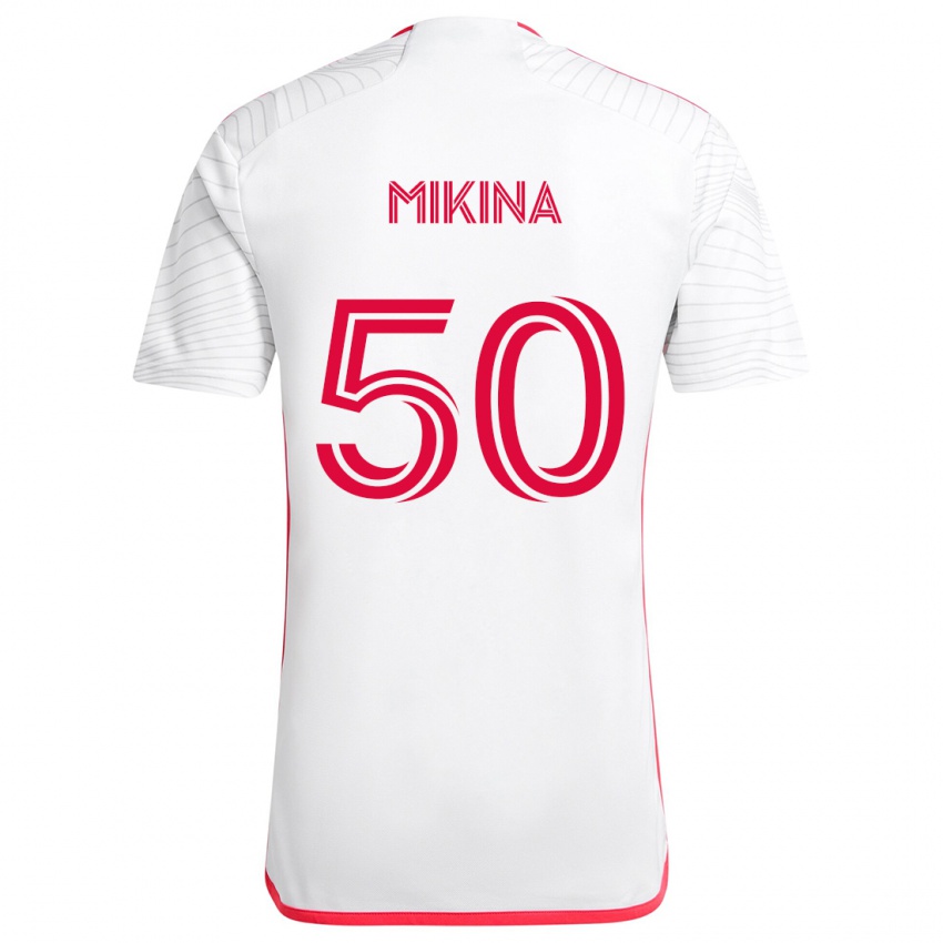 Niño Camiseta Gabriel Mikina #50 Blanco Rojo 2ª Equipación 2024/25 La Camisa