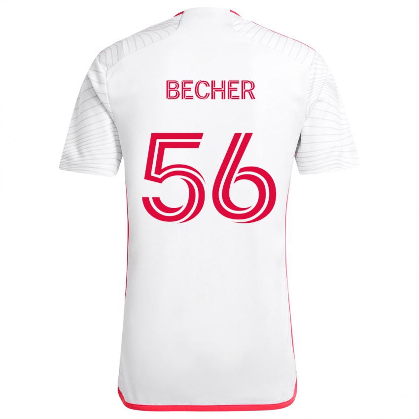 Niño Camiseta Ryan Becher #56 Blanco Rojo 2ª Equipación 2024/25 La Camisa