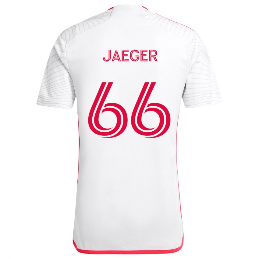 Niño Camiseta Kai Jaeger #66 Blanco Rojo 2ª Equipación 2024/25 La Camisa