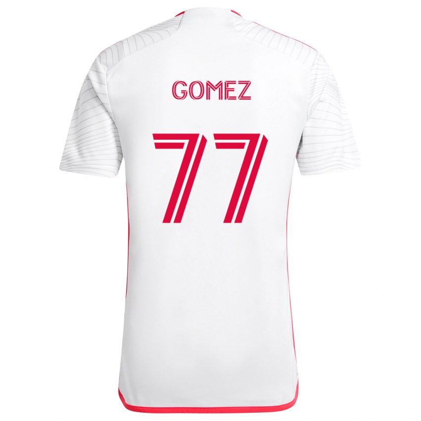 Niño Camiseta Sam Gomez #77 Blanco Rojo 2ª Equipación 2024/25 La Camisa