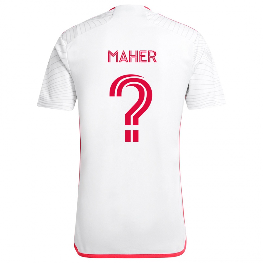 Niño Camiseta Josh Maher #0 Blanco Rojo 2ª Equipación 2024/25 La Camisa