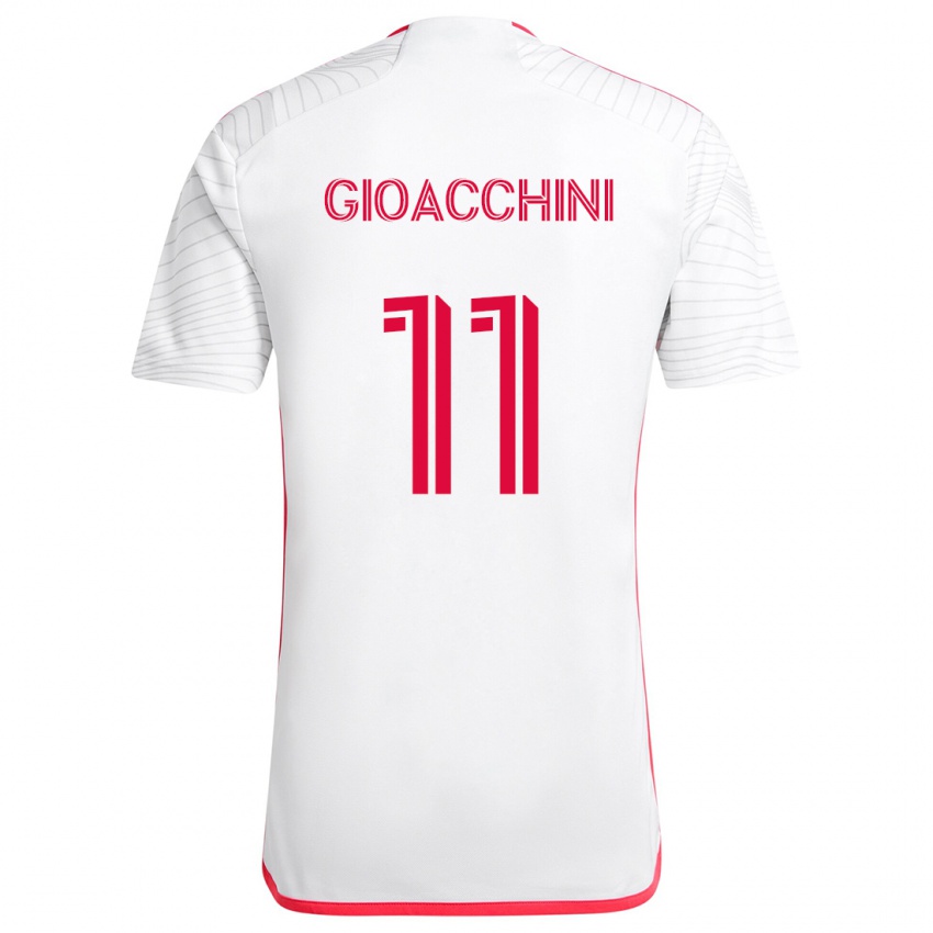 Niño Camiseta Nicholas Gioacchini #11 Blanco Rojo 2ª Equipación 2024/25 La Camisa