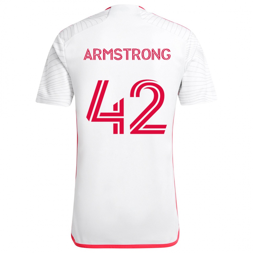 Niño Camiseta Ezra Armstrong #42 Blanco Rojo 2ª Equipación 2024/25 La Camisa