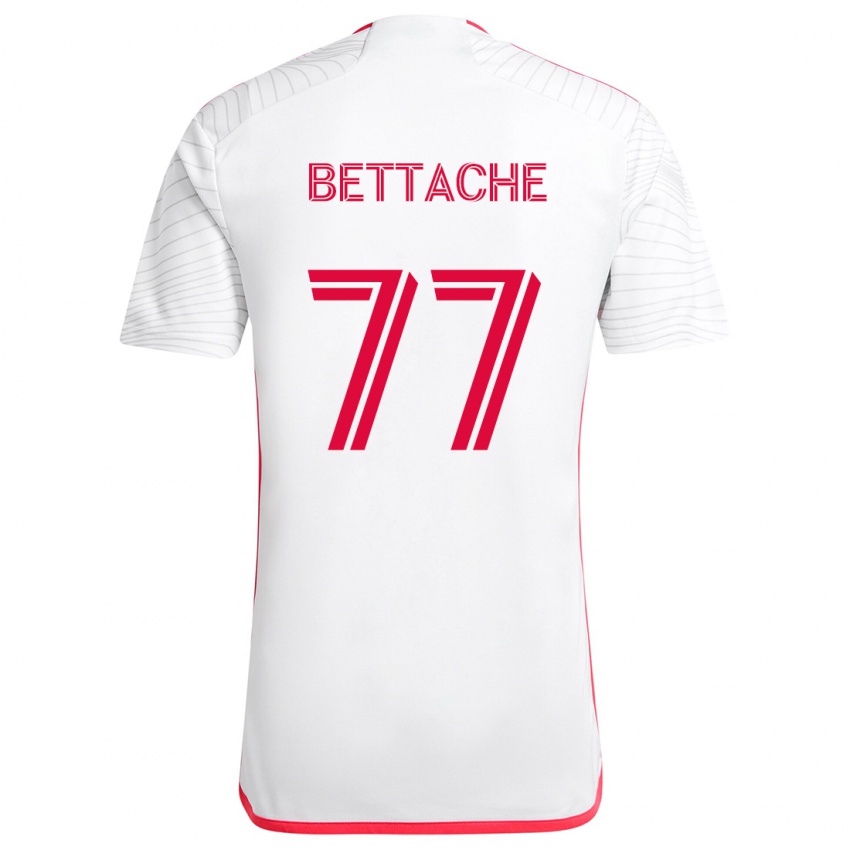 Niño Camiseta Faysal Bettache #77 Blanco Rojo 2ª Equipación 2024/25 La Camisa