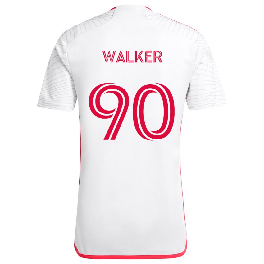 Niño Camiseta Eric Walker #90 Blanco Rojo 2ª Equipación 2024/25 La Camisa