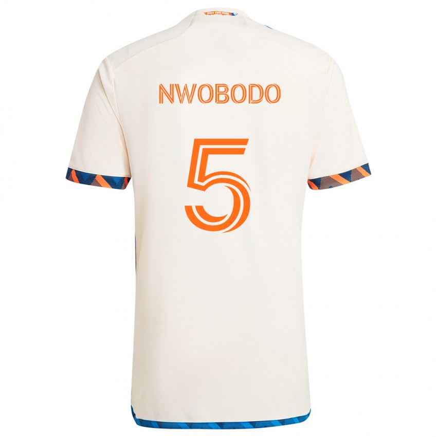 Niño Camiseta Obinna Nwobodo #5 Blanco Naranja 2ª Equipación 2024/25 La Camisa