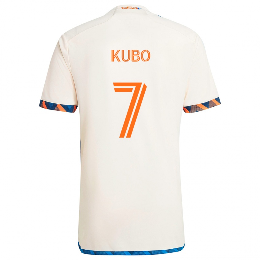 Niño Camiseta Yuya Kubo #7 Blanco Naranja 2ª Equipación 2024/25 La Camisa