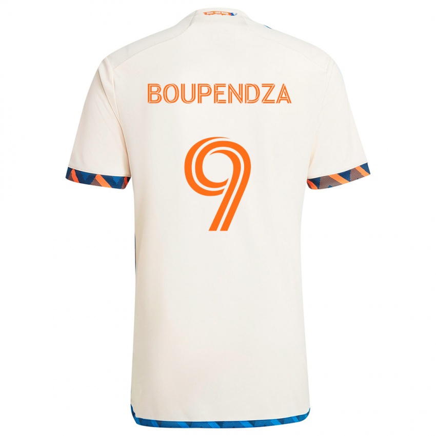 Niño Camiseta Aaron Boupendza #9 Blanco Naranja 2ª Equipación 2024/25 La Camisa