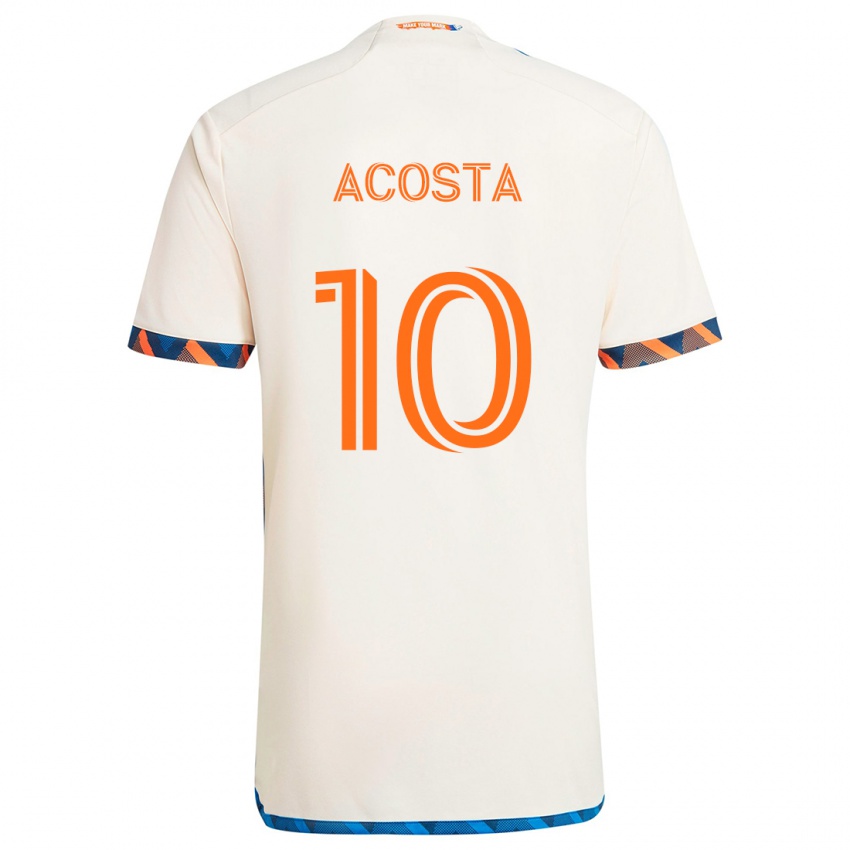 Niño Camiseta Luciano Acosta #10 Blanco Naranja 2ª Equipación 2024/25 La Camisa